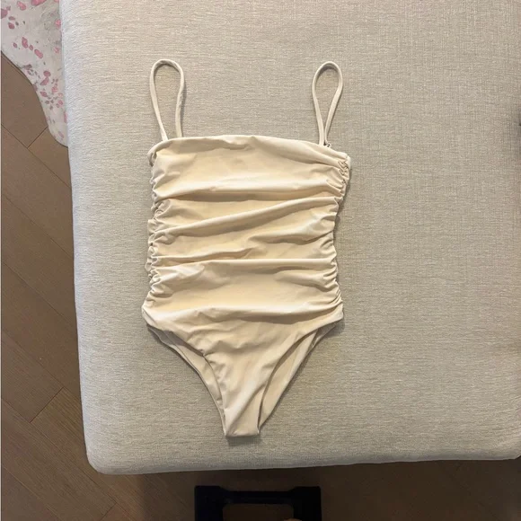 FP x Belle the Label The Ruched Maillot One-Piece Swimsuit Birch XS NWT NEW - Picture 7 of 11